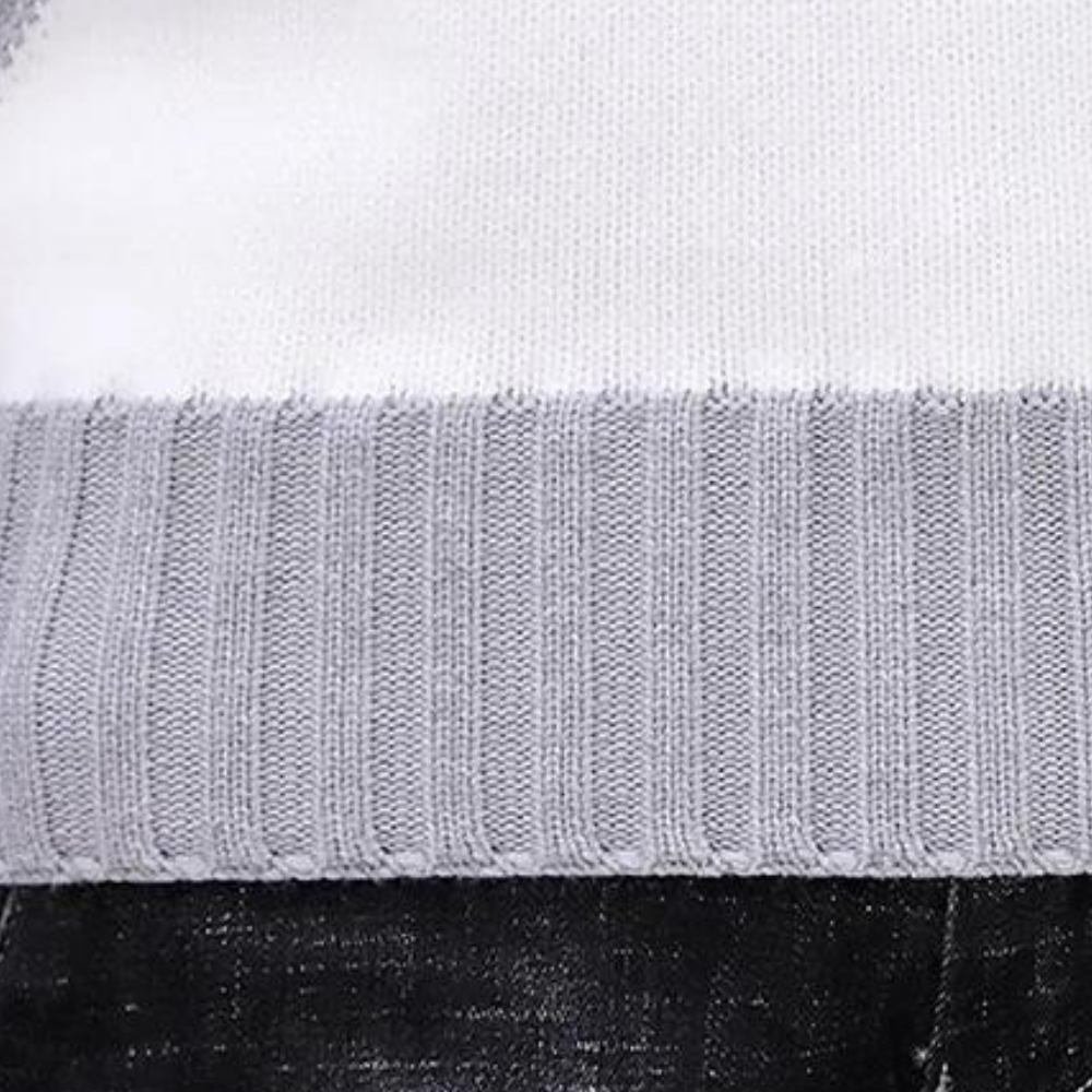 Theron | Trendy trui met hoge kraag en diagonaal kleurcontrast