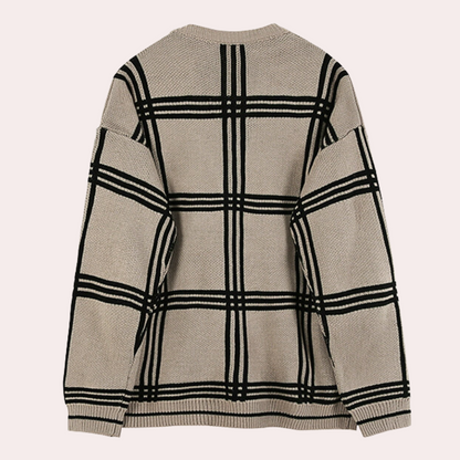 Wylder | Retro luxe geruit oversized gebreid vest