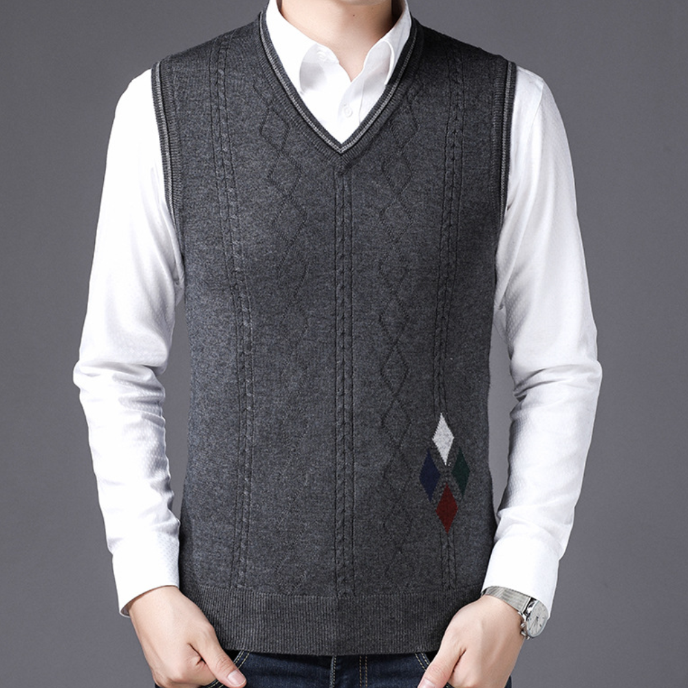 Rurik | Retro v-hals gebreid mouwloos vest