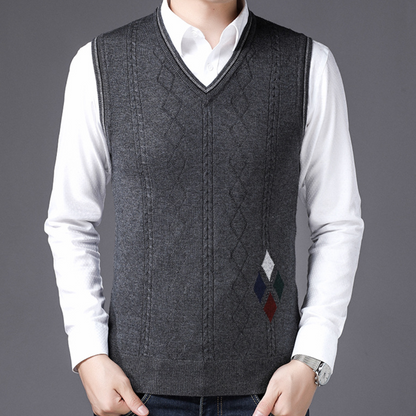 Rurik | Retro v-hals gebreid mouwloos vest