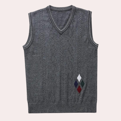 Rurik | Retro v-hals gebreid mouwloos vest