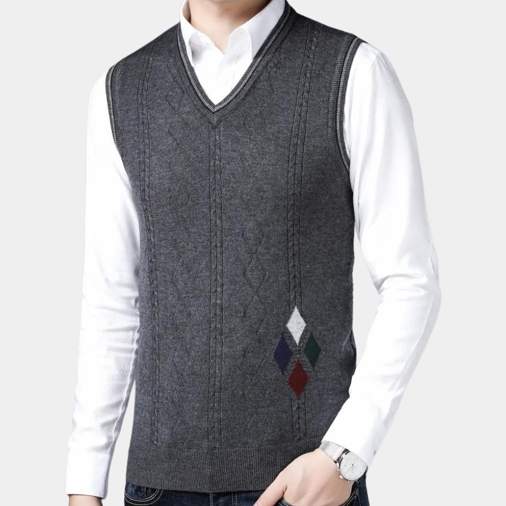 Rurik | Retro v-hals gebreid mouwloos vest