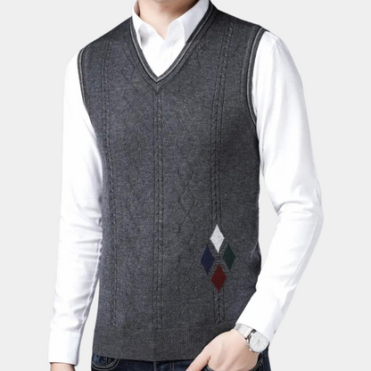 Rurik | Retro v-hals gebreid mouwloos vest