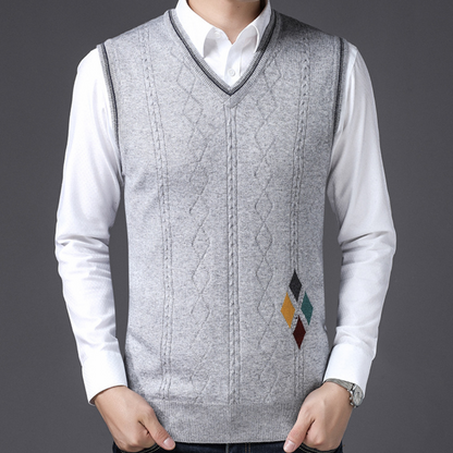 Rurik | Retro v-hals gebreid mouwloos vest