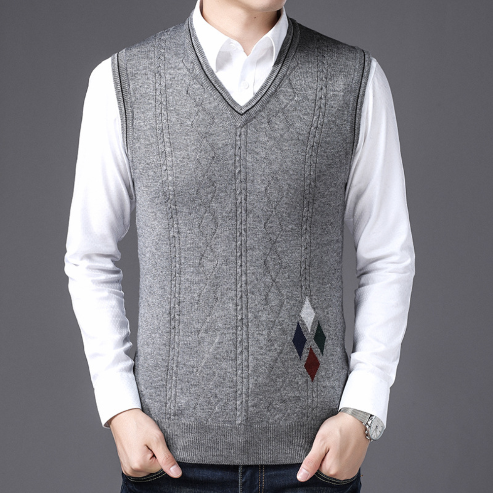 Rurik | Retro v-hals gebreid mouwloos vest