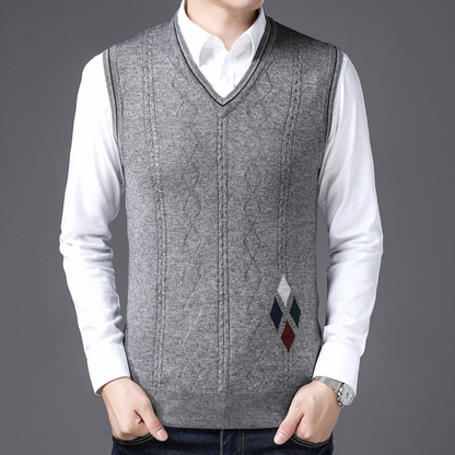 Rurik | Retro v-hals gebreid mouwloos vest