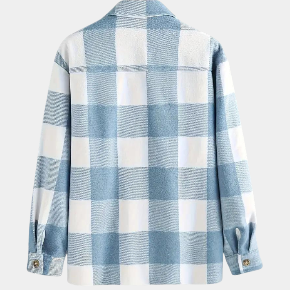 Ashwin | Elegant overhemd met lange mouwen en lichtblauw ruitpatroon