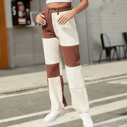 Nuria | Stijlvolle patchworkjeans met kleurcontrast