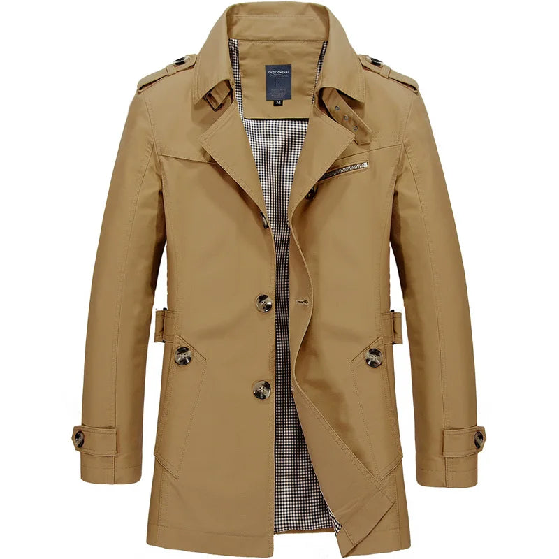 Viggo | Klassieke slanke trenchcoat met knopen voor heren