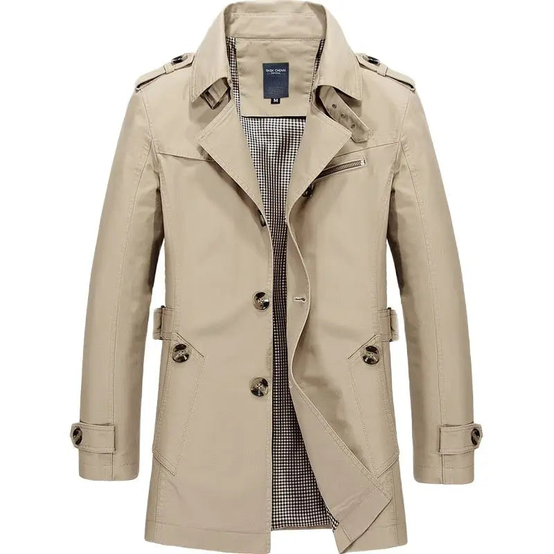 Viggo | Klassieke slanke trenchcoat met knopen voor heren