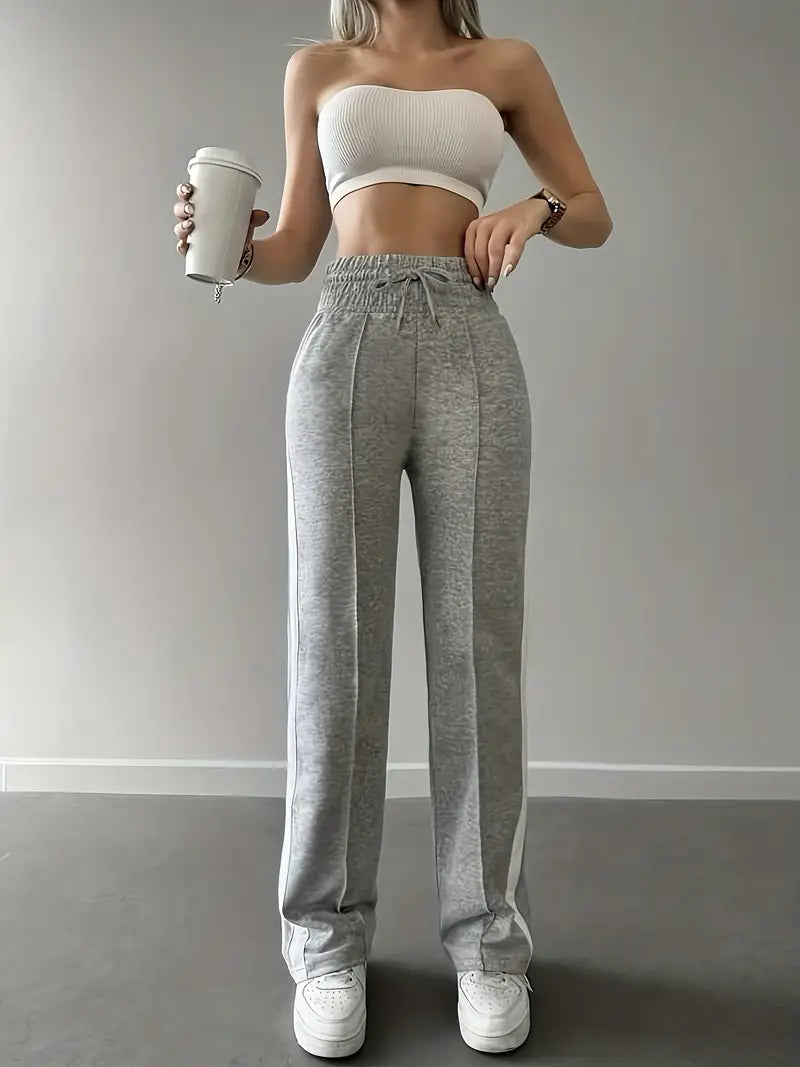 Broek met wijde pijpen en biezen en strepen - Fiora