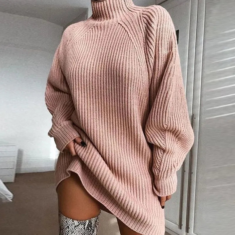 Olivia | Comfortabele Jurk - Sweater met Col