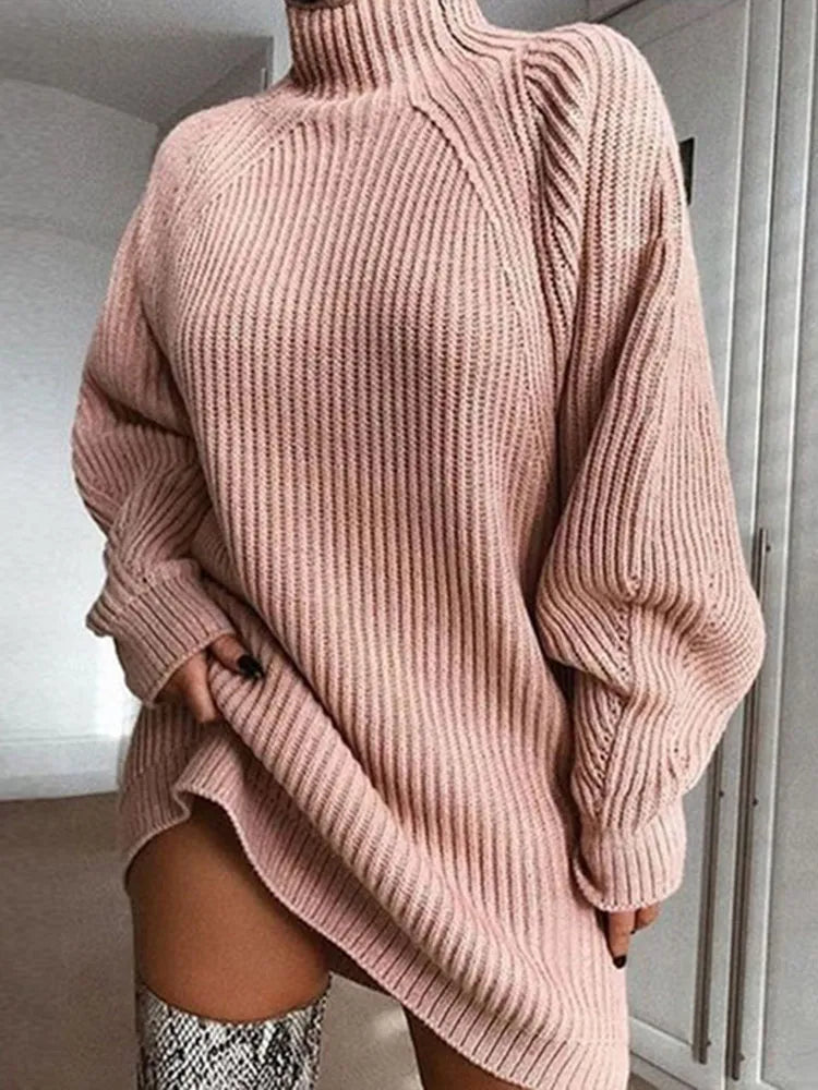 Olivia | Comfortabele Jurk - Sweater met Col