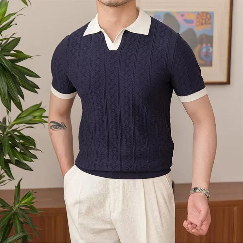 Ronan | Zomer Vintage gebreide patchwork polo