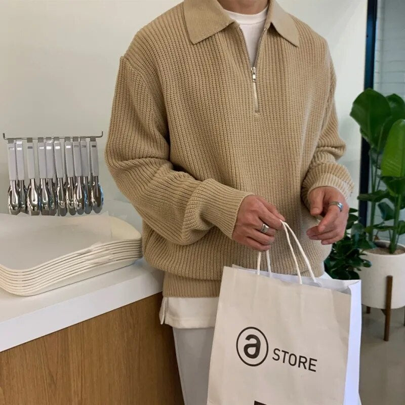 Cassius - Slanke gebreide polo met rits