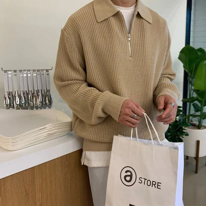 Cassius - Slanke gebreide polo met rits