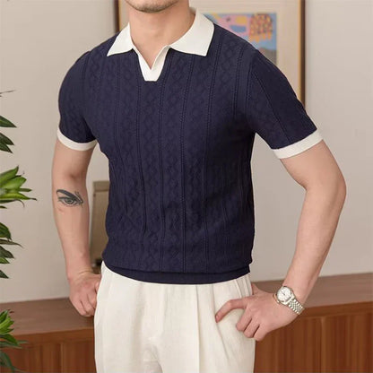 Ronan | Zomer Vintage gebreide patchwork polo