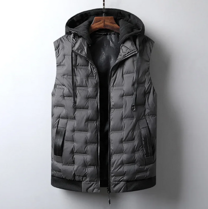 Abner | Casual elegante gewatteerde bodywarmer met capuchon voor heren