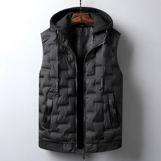 Abner | Casual elegante gewatteerde bodywarmer met capuchon voor heren