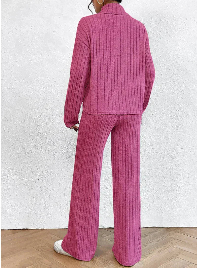 Delia - Gebreide broek en coltrui set