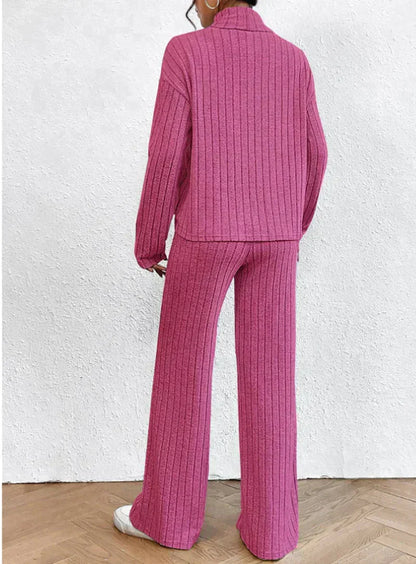 Delia - Gebreide broek en coltrui set