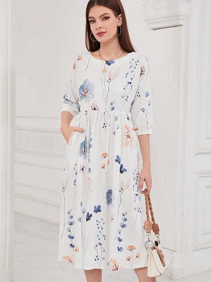 Elegante jurk met halve mouwen voor lente en zomer