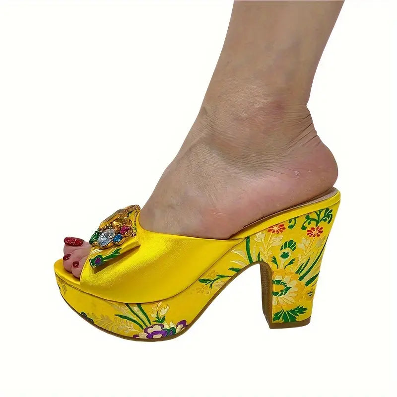 Vintage Print Sandalen, Slip On Platform Zachte Zool