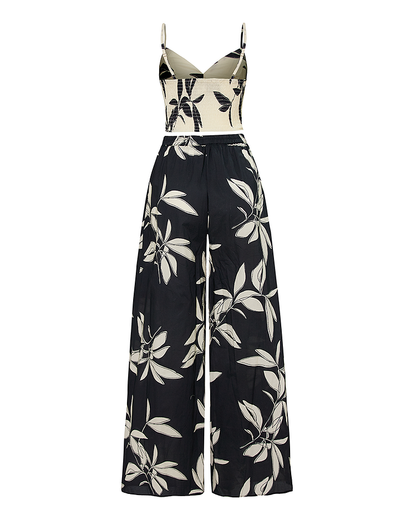 Iris - Hemdje Top en Broek Bladprint Set