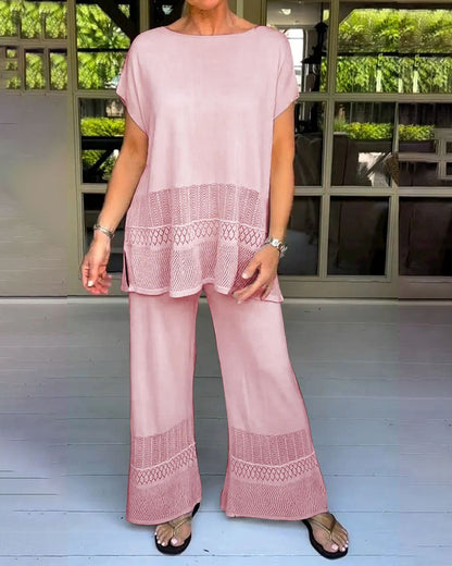 Jessa | Effen Casual Top met Ronde Hals 2-delige Set