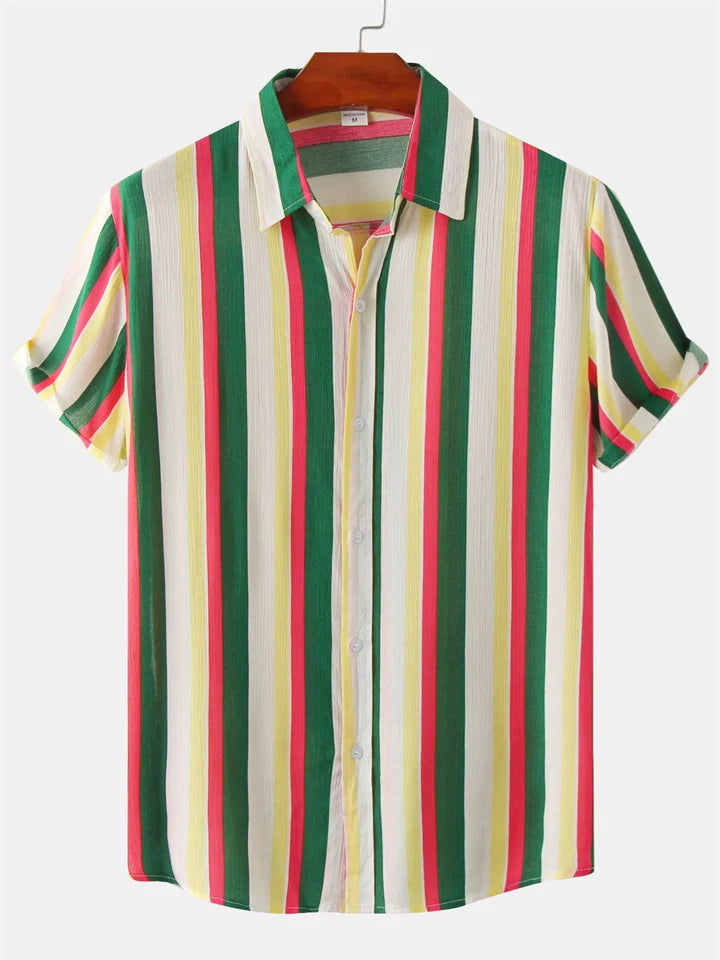 Patrick -  Casual Gestreept Overhemd met Korte Mouwen