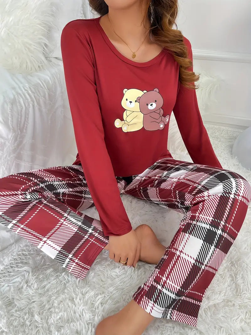 Kline - Gezellige chique pyjamaset met cartoonbeerprint