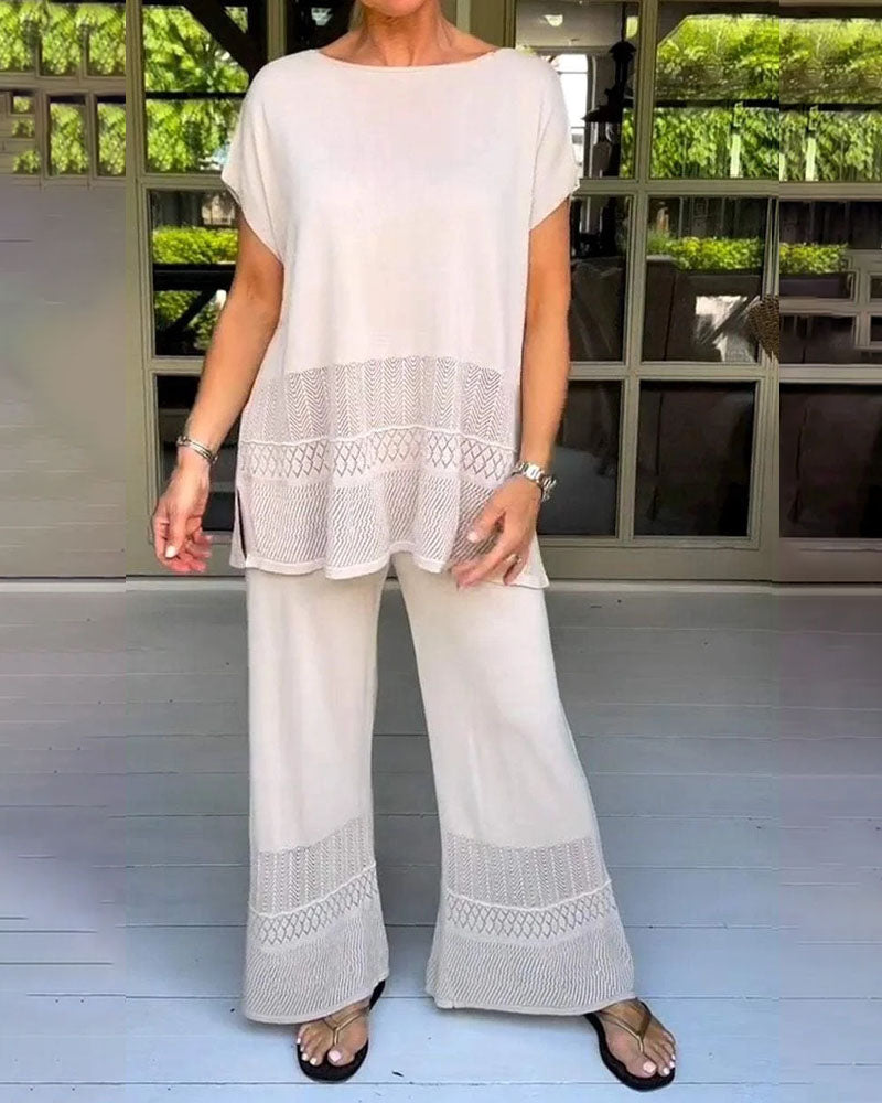 Jessa | Effen Casual Top met Ronde Hals 2-delige Set