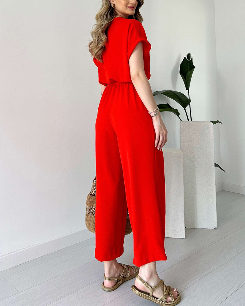 Vien | Casual jumpsuit met V-hals en bandje