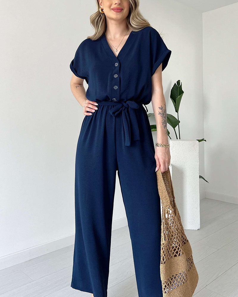 Vien | Casual jumpsuit met V-hals en bandje
