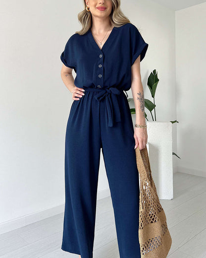 Vien | Casual jumpsuit met V-hals en bandje