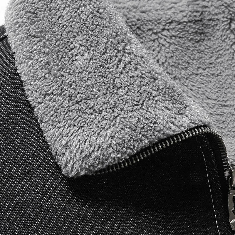 Espen | Vintage denim jack met fleece voering en kraag