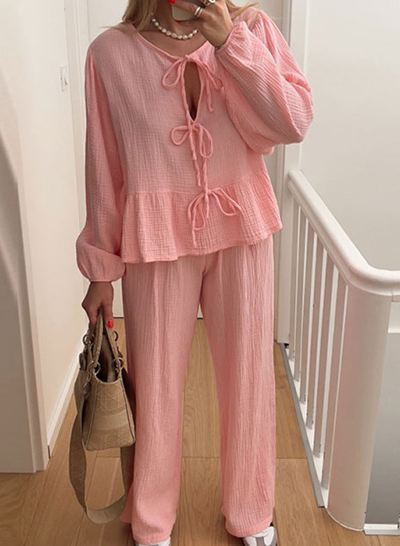 Zahra- Top met kant en broekenset