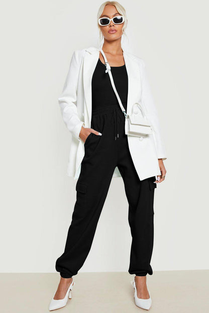 Evanka | Wafel Textuur Cargo Zak Jogger Broek