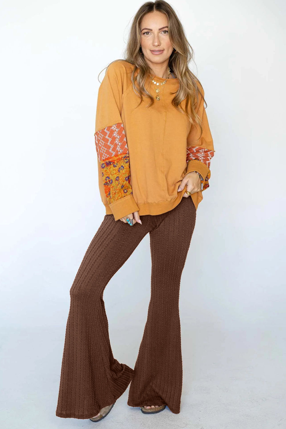 Sahar | Retro gebreide broek met middellange taille