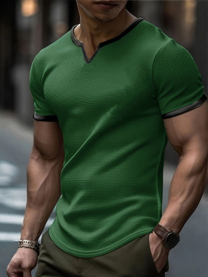 Steeve - V-hals wafel T-shirt