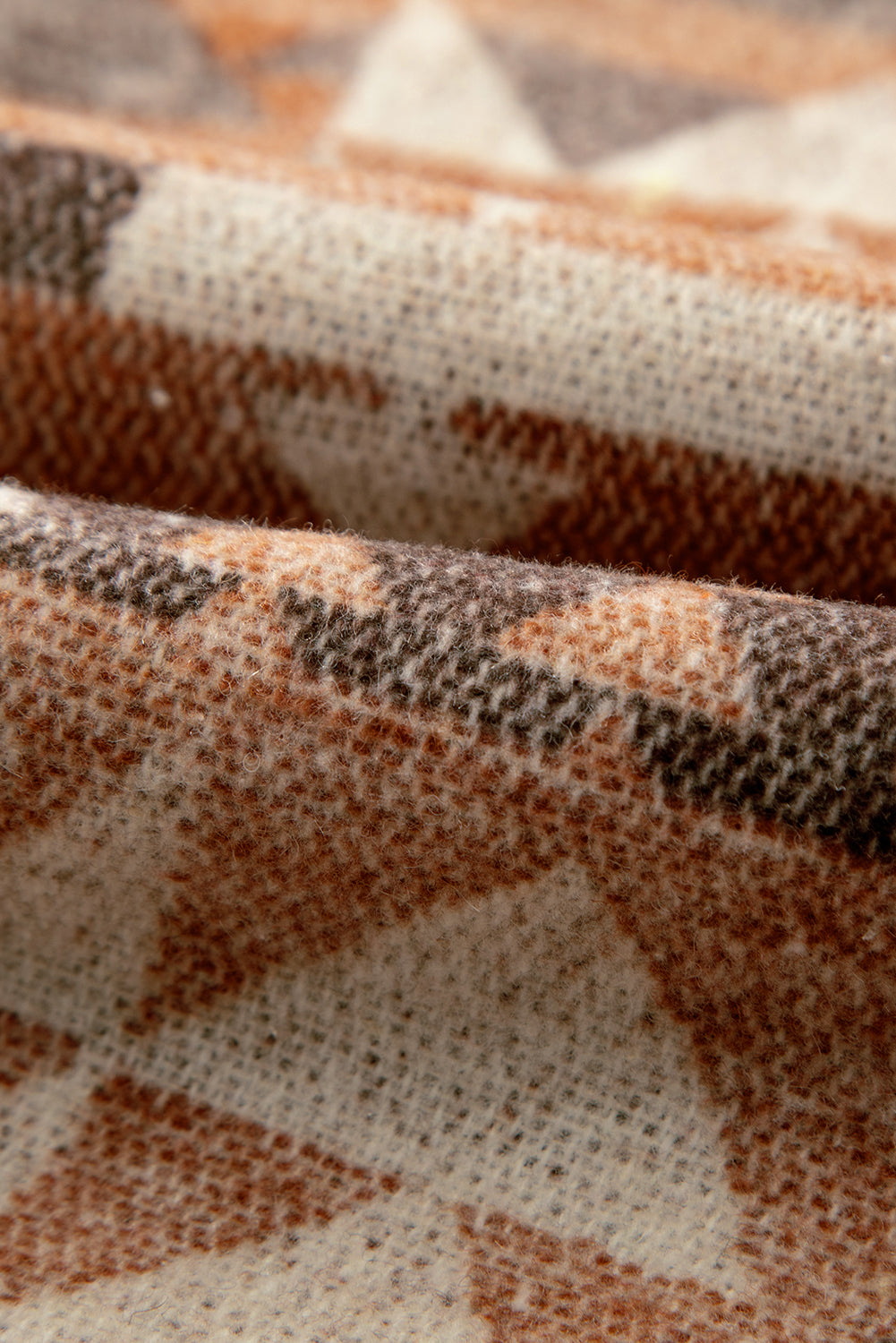 Kamilla | Retro Bruin Geometrisch Print Jasje