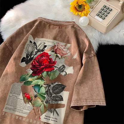 Ridge | Oversized Gewassen Roos T-shirt