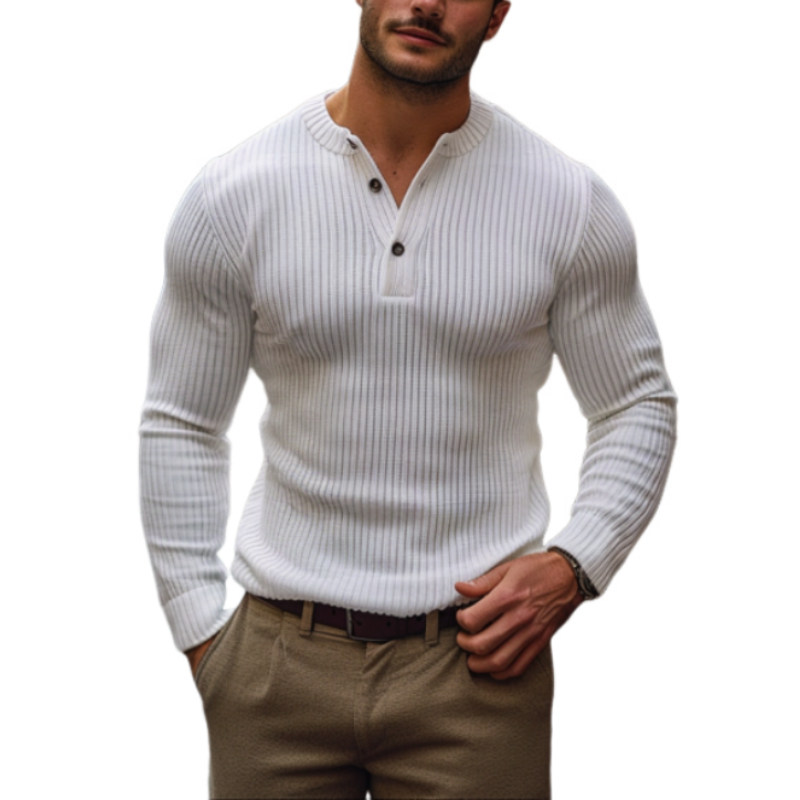 Alistair | Klassieke henley slim fit gebreide trui
