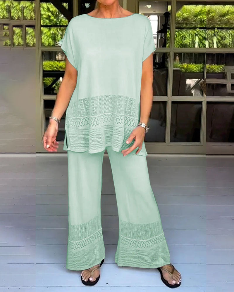 Jessa | Effen Casual Top met Ronde Hals 2-delige Set