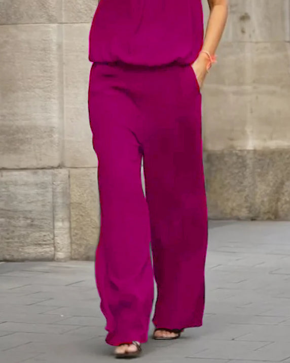 Yvana - Open rug mouwloze jumpsuit