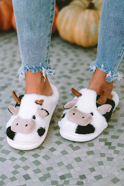 CowzyFeet | Schattige Witte Koe Pluche Pantoffels