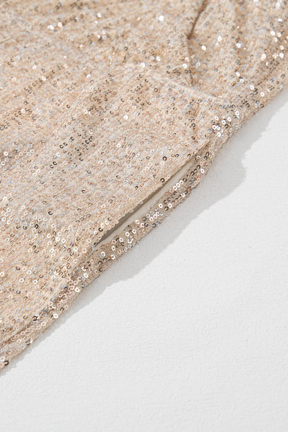 Rhoda | Goudkleurig lovertje V-hals mouwloos jumpsuit