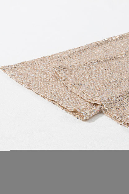 Rhoda | Goudkleurig lovertje V-hals mouwloos jumpsuit