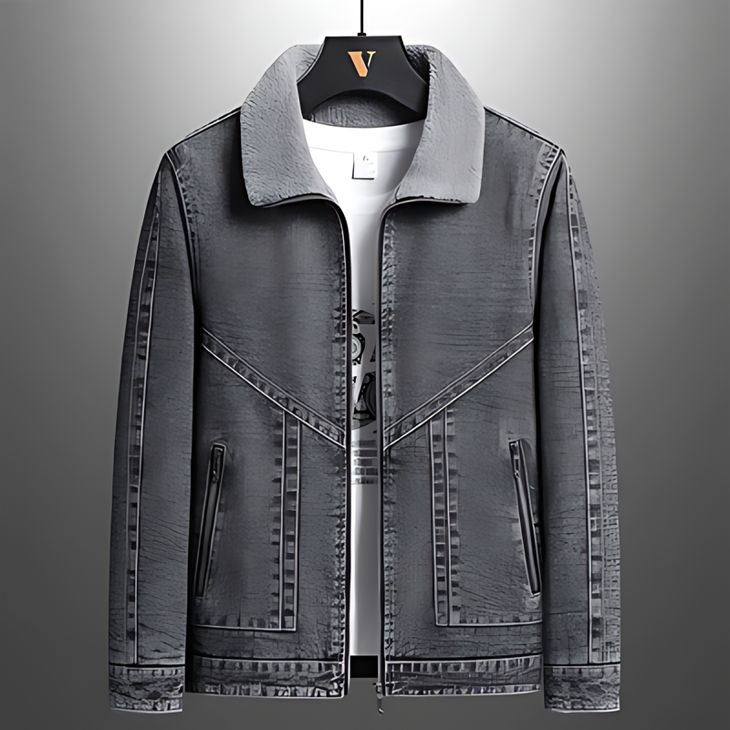 Espen | Vintage denim jack met fleece voering en kraag