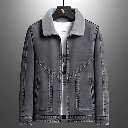 Espen | Vintage denim jack met fleece voering en kraag